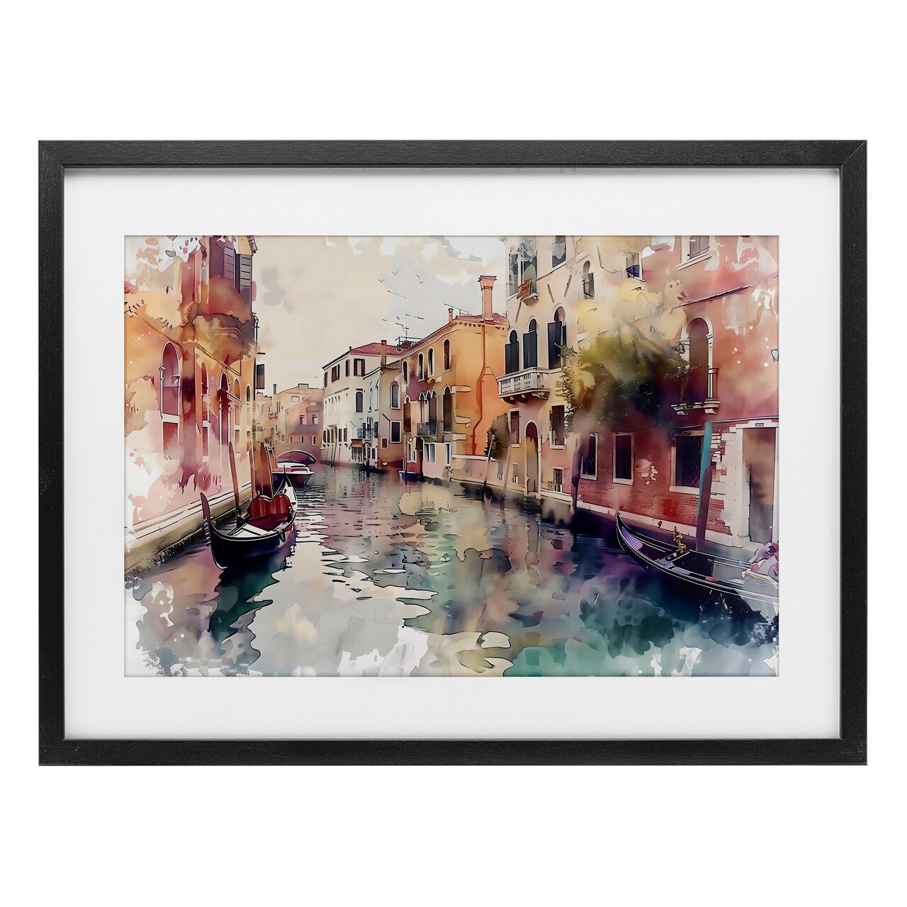 Stupell Industries Venice Canal Watercolor Style Framed Print Under Glass, design by LSR Creative Studio